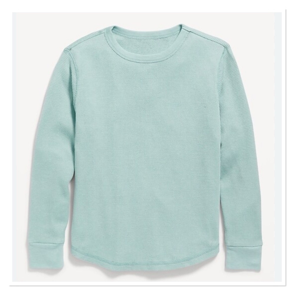 OLD NAVY Kids Aqua Blue/Green Long Sleeve Thermal Knit Shirt